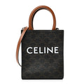 Triomphe Canvas Calfskin Mini Vertical Cabas Tan