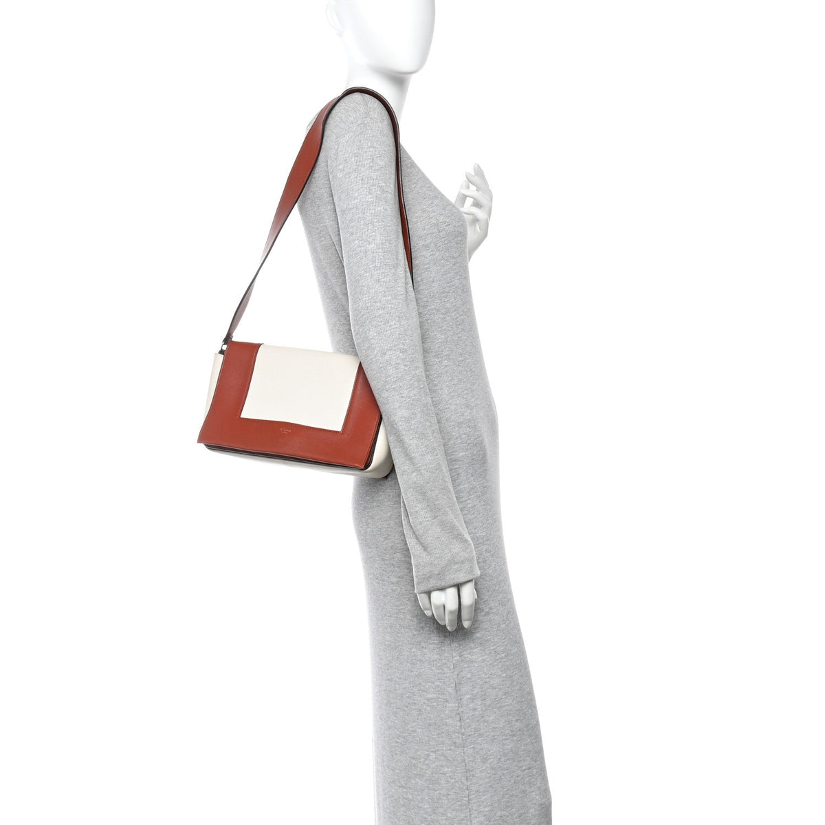 Shiny Smooth Calfskin Medium Frame Shoulder Bag Maple White