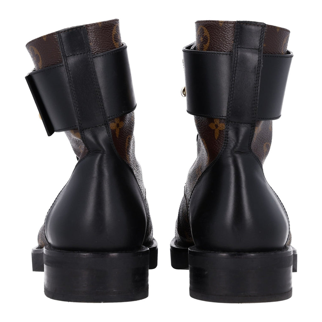 Calfskin Monogram Wonderland Flat Ranger Boots 38 Black