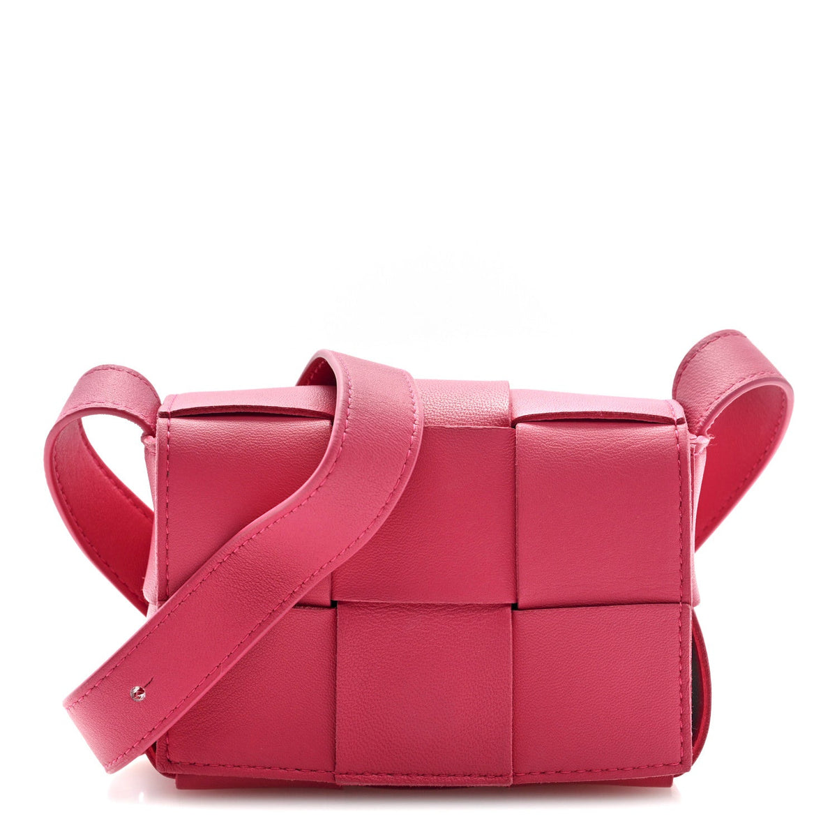 Lambskin Maxi Intrecciato Extra Mini Cassette Crossbody Bag Cranberry
