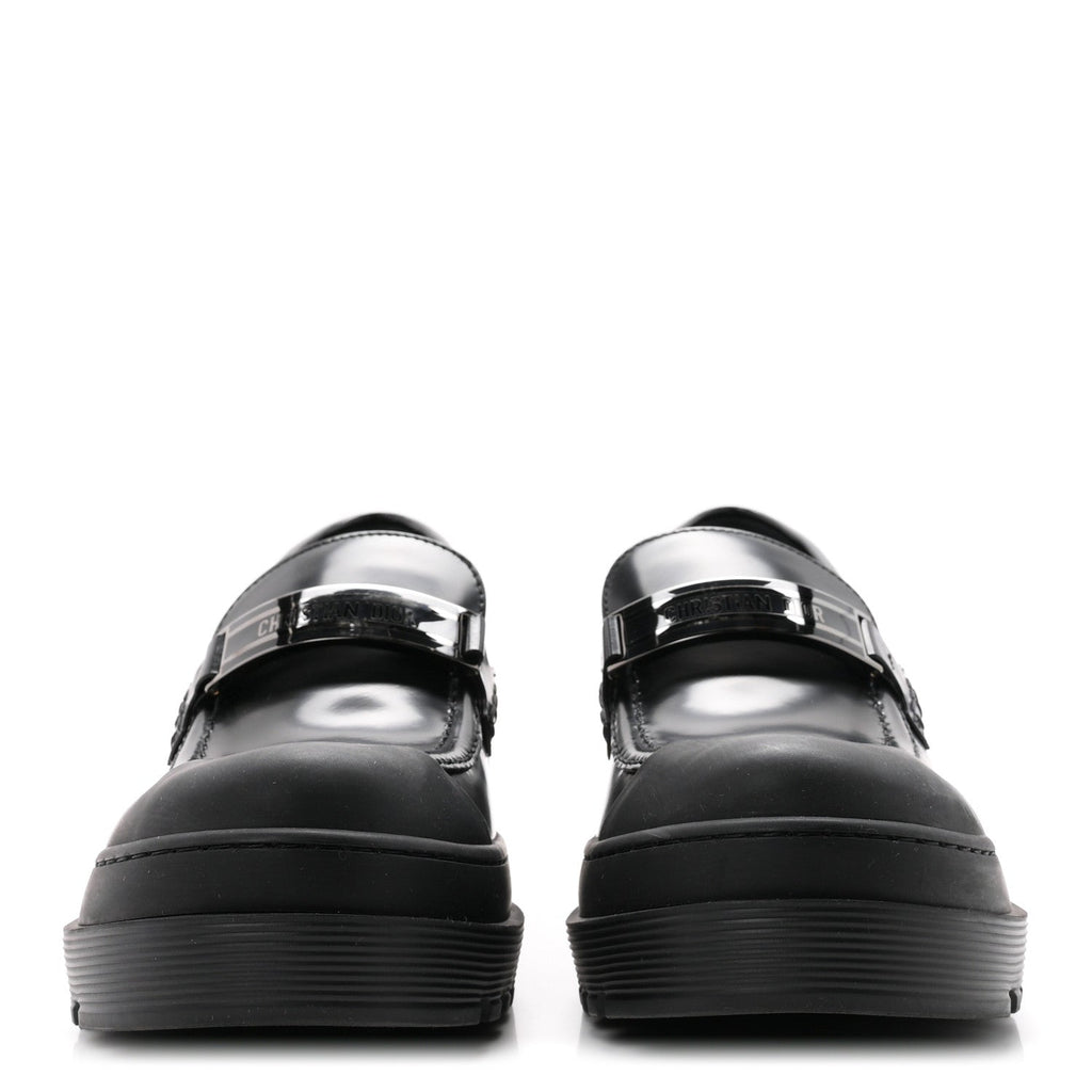 Brushed Calfskin Rubber Dior Code Cap Toe Lug Sole 35mm Loafers 39 Black