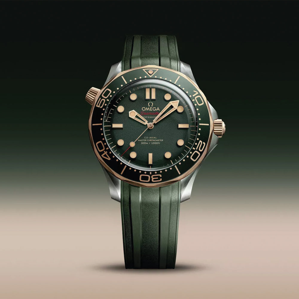 Seamaster Diver 300M Titanium and Bronze Gold 42mm - Green on Rubber Strap