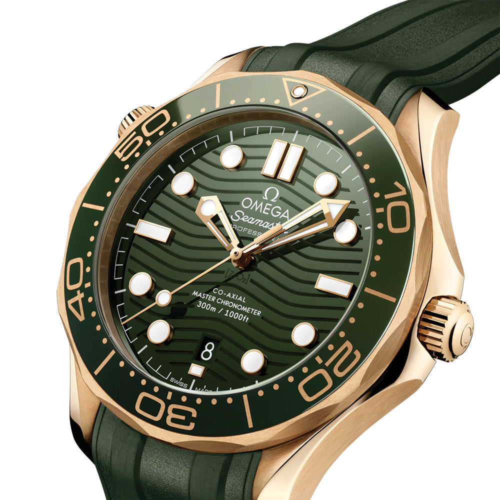 Seamaster Diver 300M Moonshine™ Gold 42mm - Green on Rubber Strap