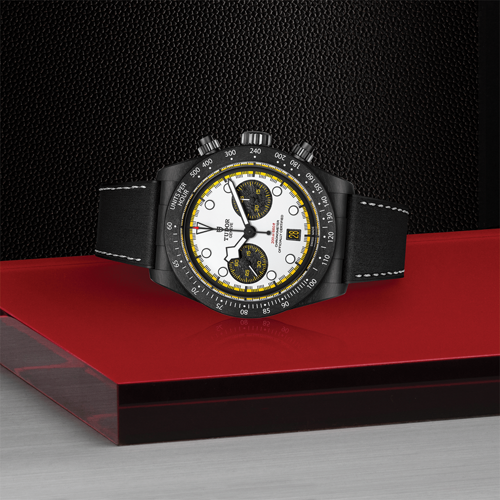 Black Bay Chrono "Carbon 26" 42mm - White on Rubber/Leather Strap