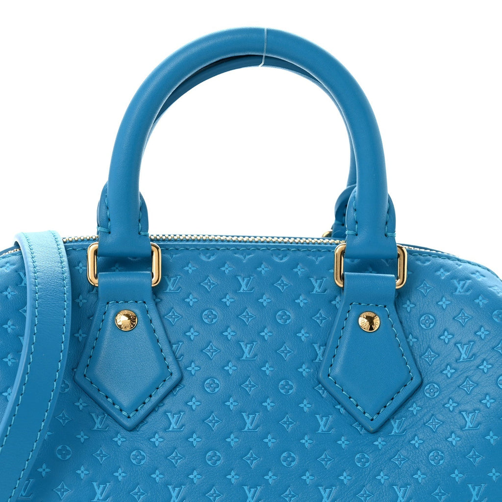 Calfskin Nanogram Embossed Speedy Bandouliere 20 Blue