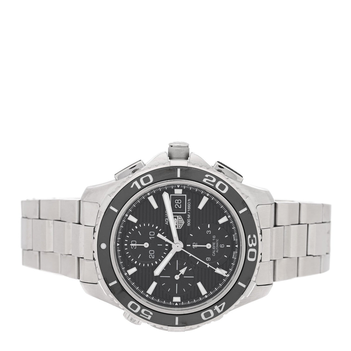 Stainless Steel 43mm Aquaracer 500M Automatic Watch Black CAK2110