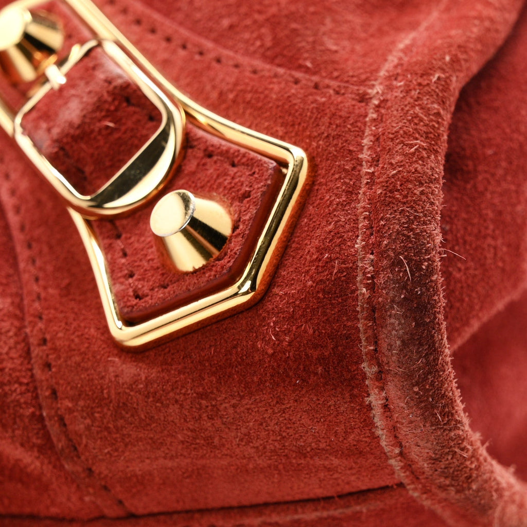 Baby Daim Suede Gold Metallic Edge Hardware City Bois De Rose Fonce
