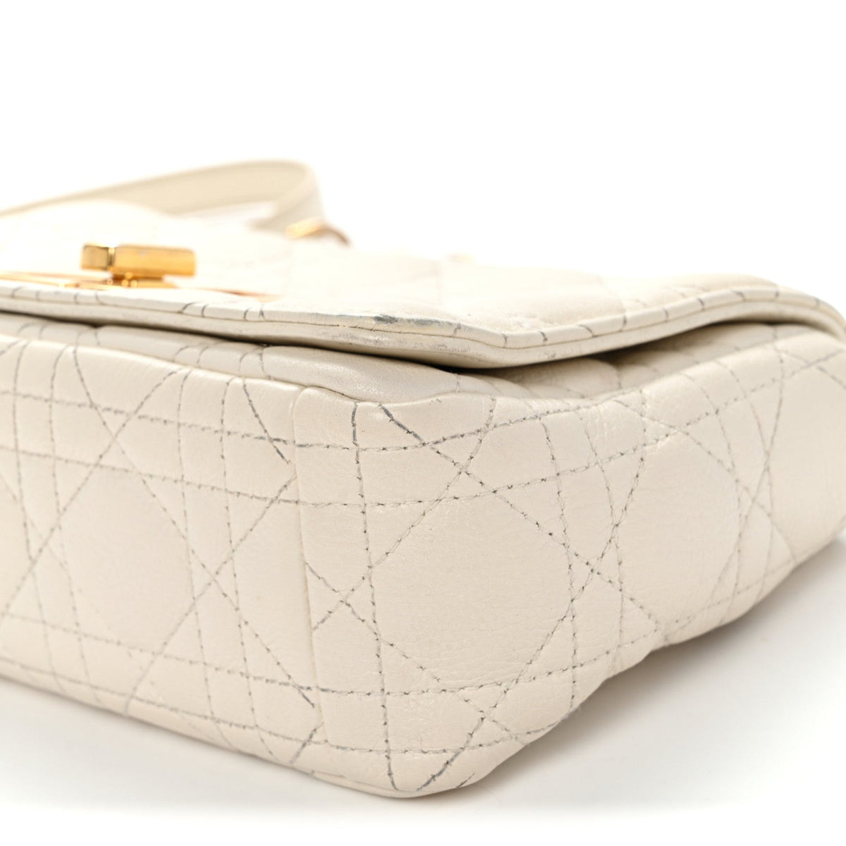 Calfskin Cannage Small Caro Bag Ivory