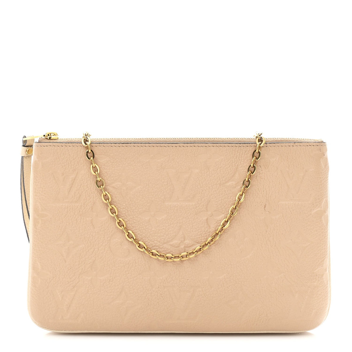 Empreinte Double Zip Pochette Beige Rose Creme