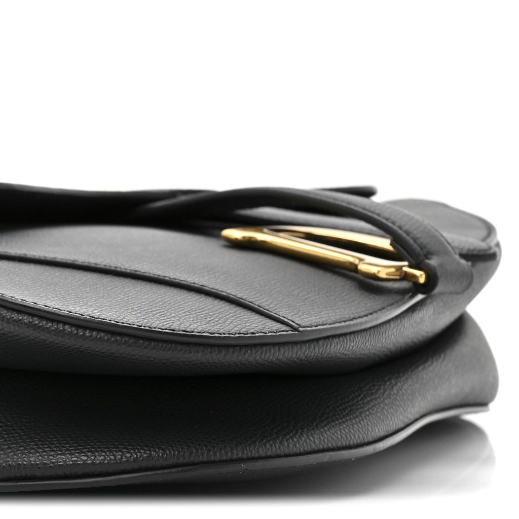 Grained Calfskin Saddle Bag Black