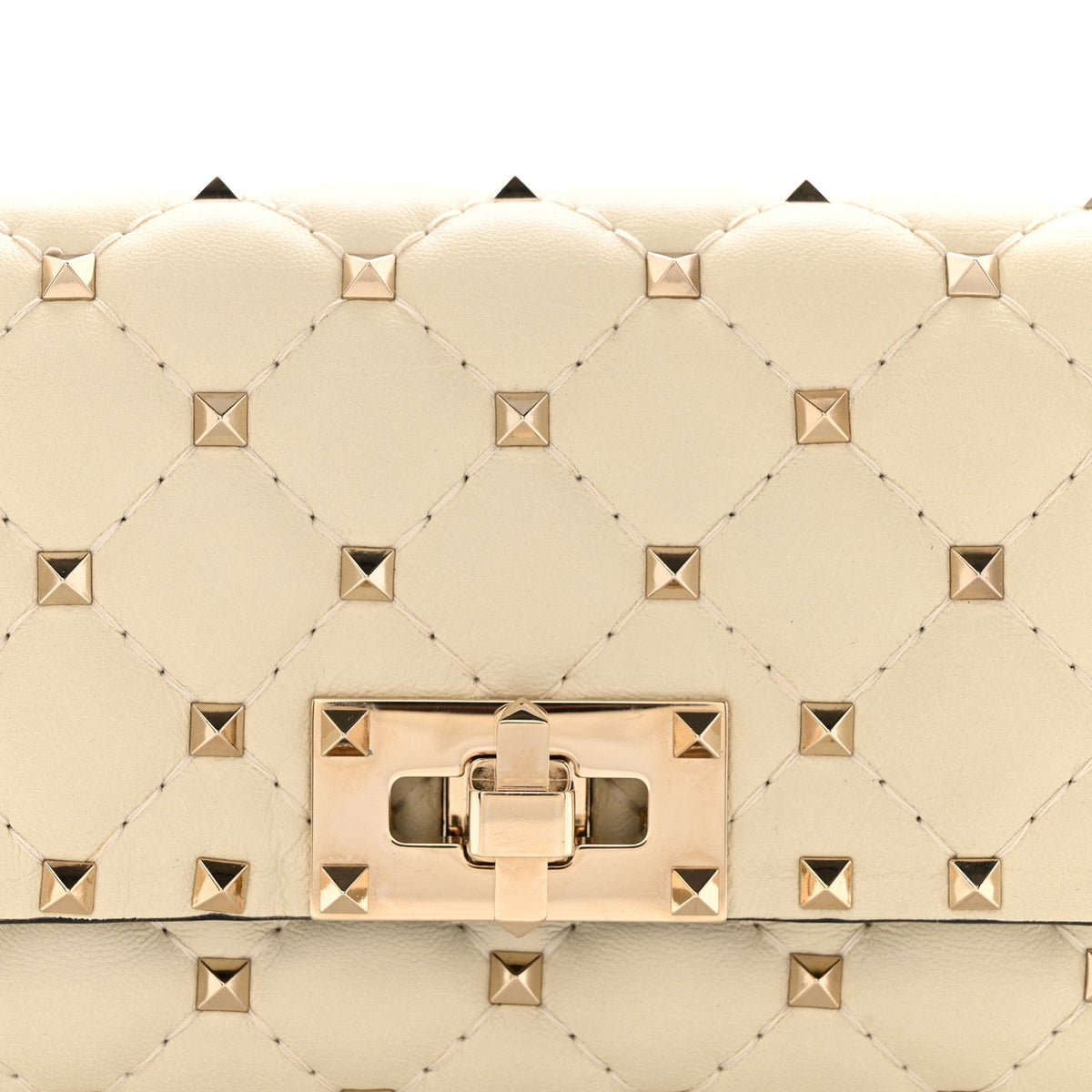 Lambskin Rockstud Spike Belt Bag 85 Ivory
