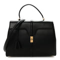 Satinated Calfskin Large 16 Top Handle Bag Black