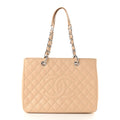 Caviar Quilted Grand Shopping Tote GST Beige