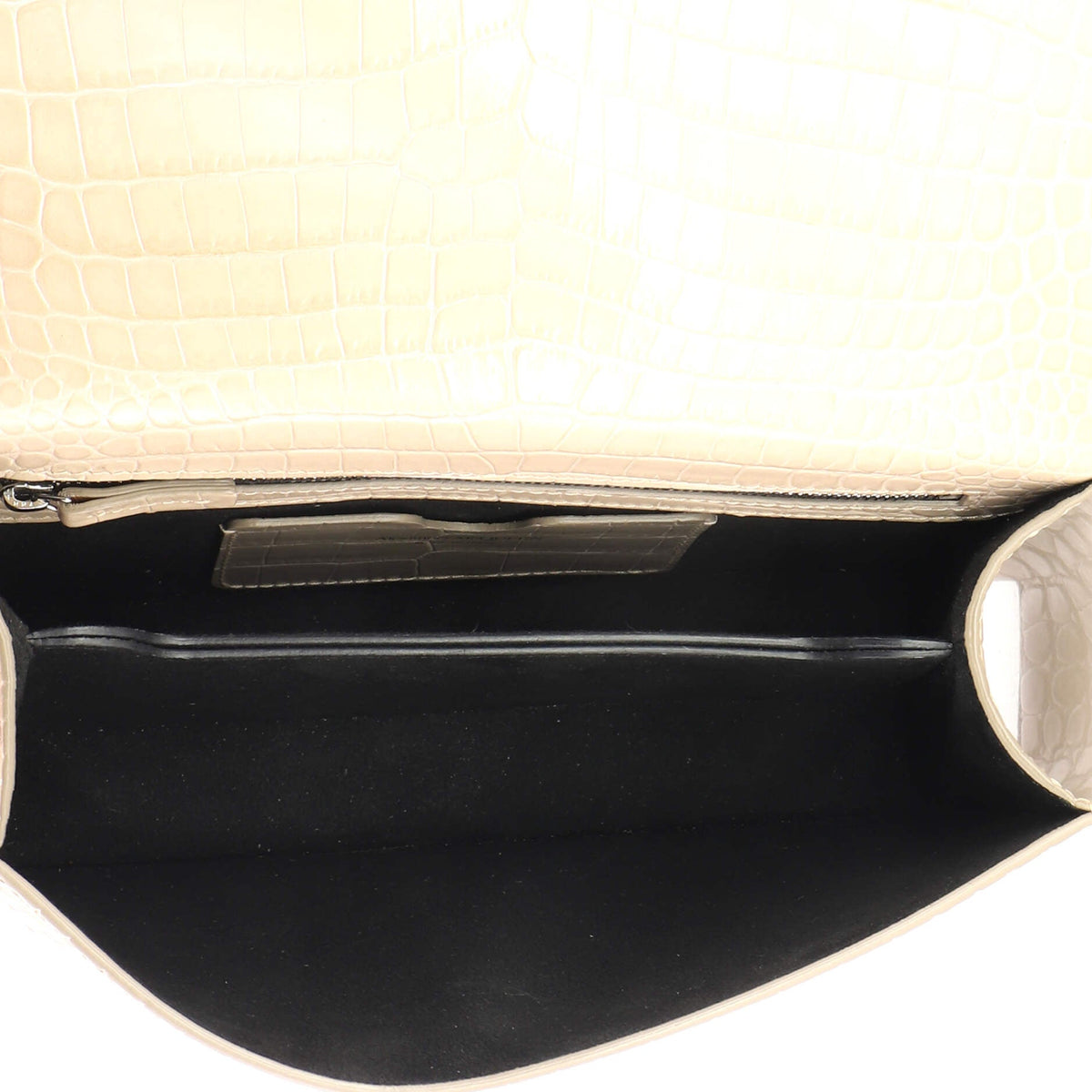 Jewelled Flap Satchel Crocodile Embossed Leather Medium