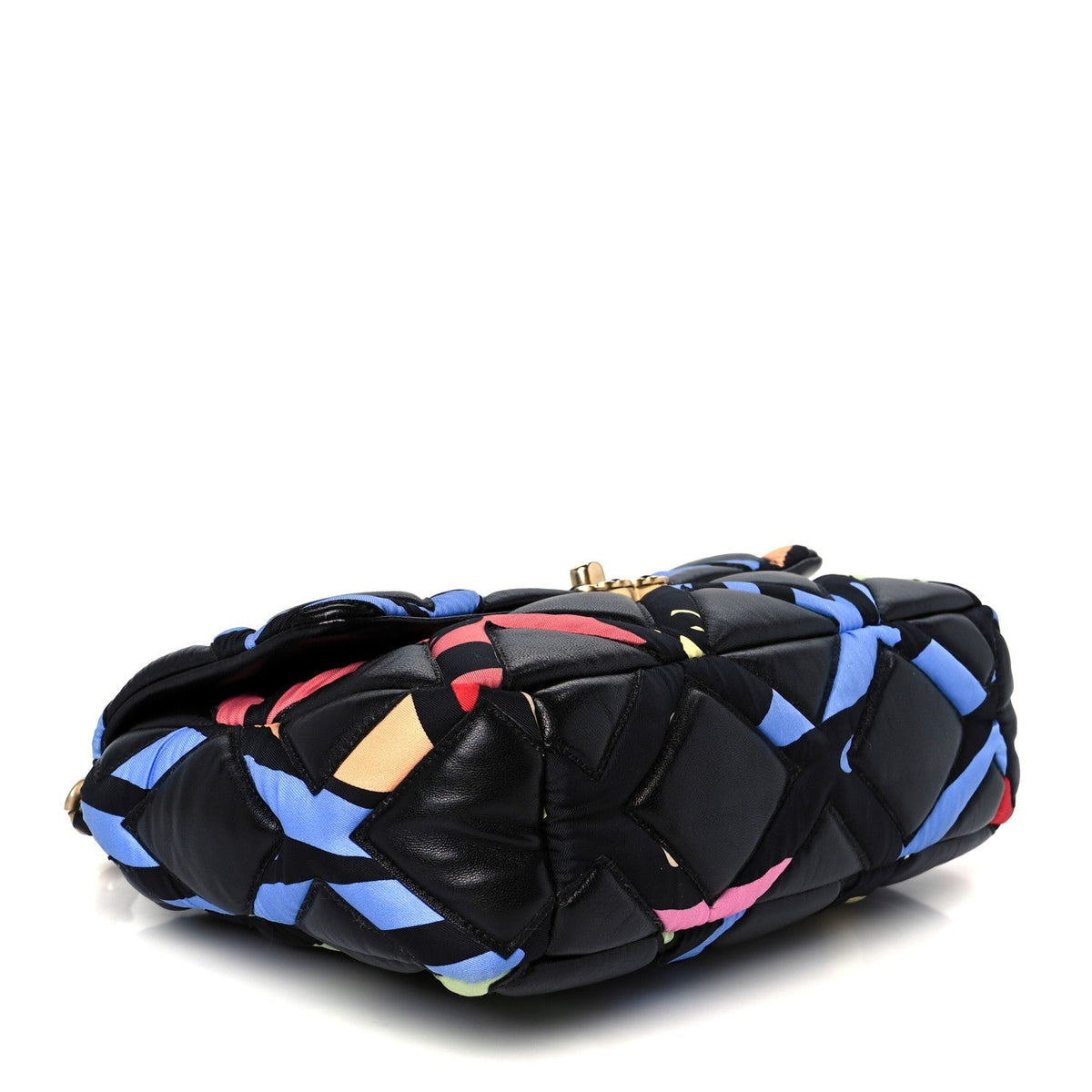 Lambskin Printed Fabric Medium Chanel 19 Flap Black Multicolor