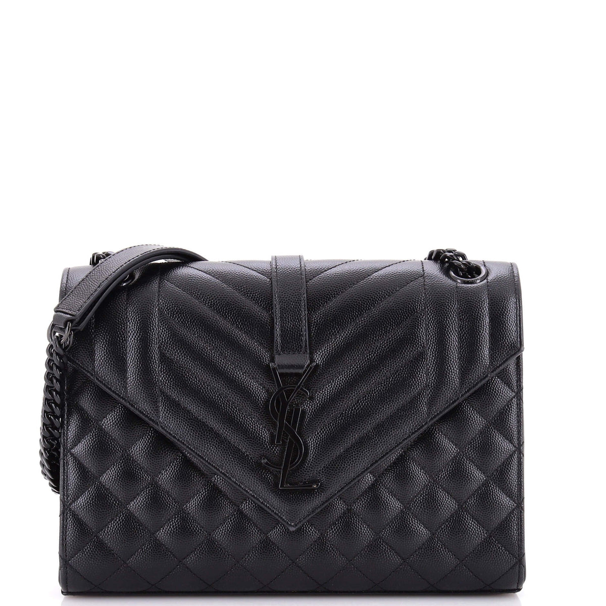 Classic Monogram Envelope Satchel Mixed Matelasse Leather Medium