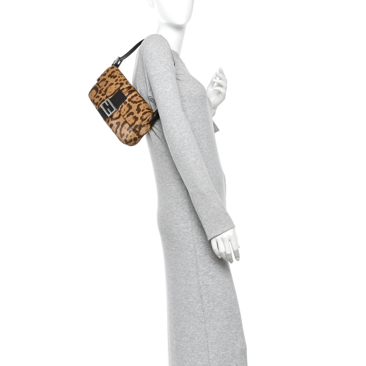 Calf Hair Vitello Jaguar Print Baguette Re Edition 26424 Moro Natural
