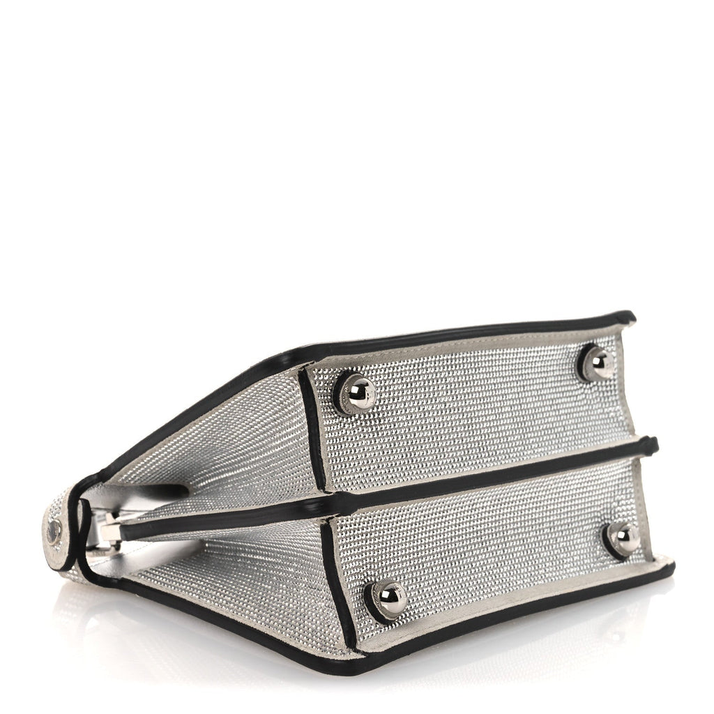 Crystal Vitello Laminato FF Petite Peekaboo I SEE U Satchel Crystal Argento