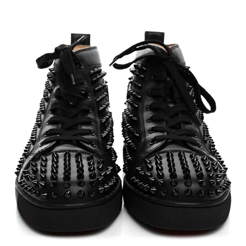 Calfskin Mens Louis Spikes Flat Sneakers 43.5 Black