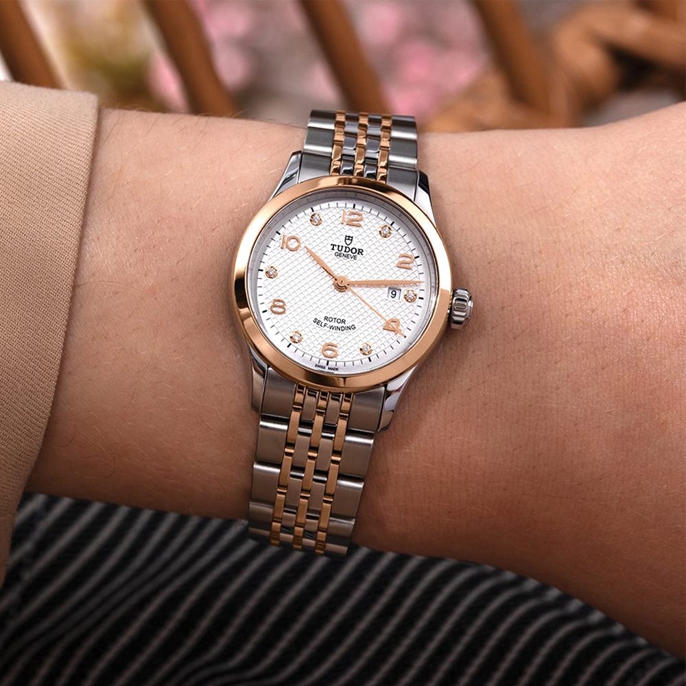1926 Rose Gold Two-Tone 28mm - White, Diamond-Set on Bracelet