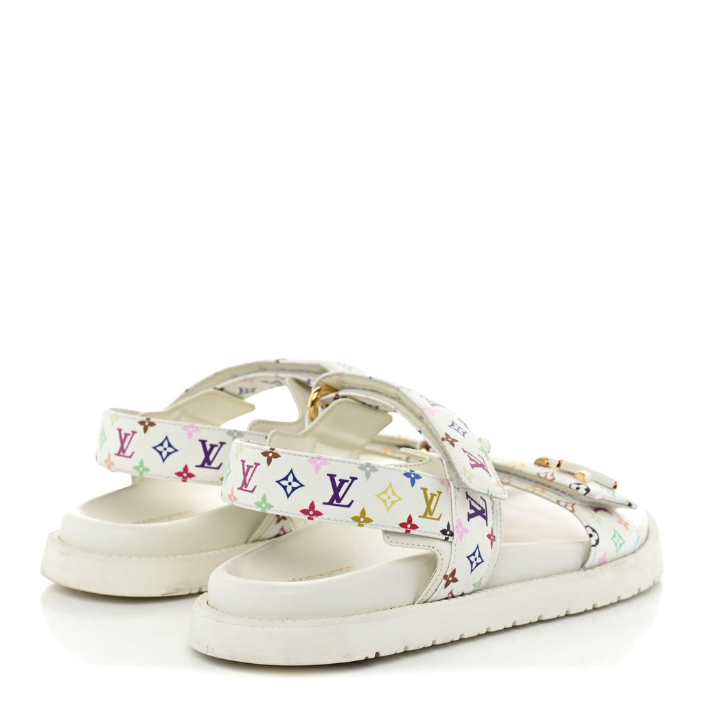 LV X TM Monogram Multicolor Sunset Flat Sandals 39 White