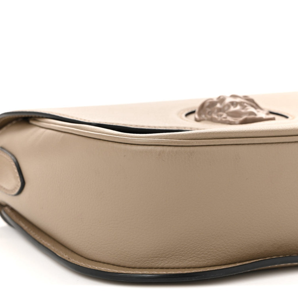 Grained Calfskin La Medusa Flap Shoulder Bag Taupe