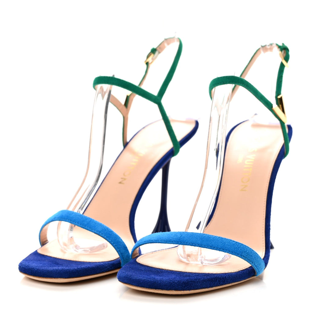 Suede Goatskin Blossom Sandals 39 Blue