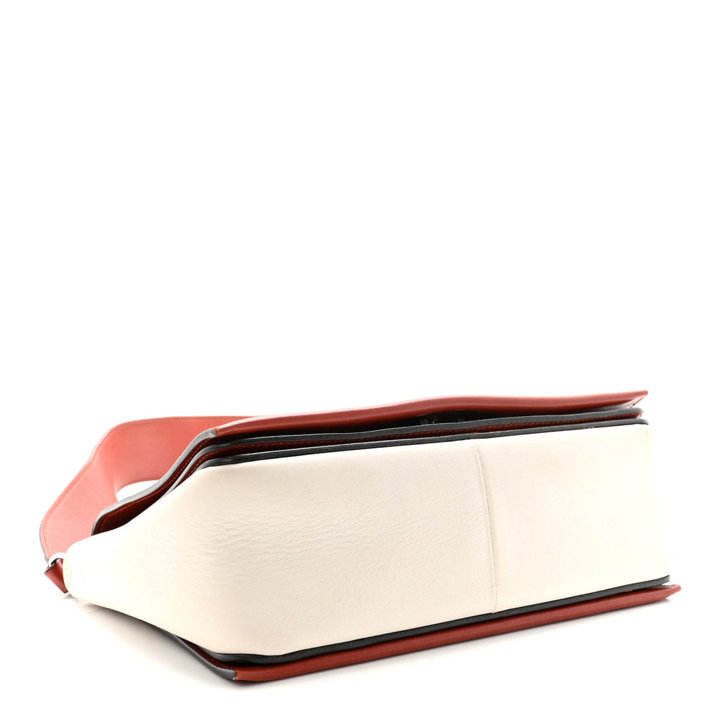 Shiny Smooth Calfskin Medium Frame Shoulder Bag Maple White