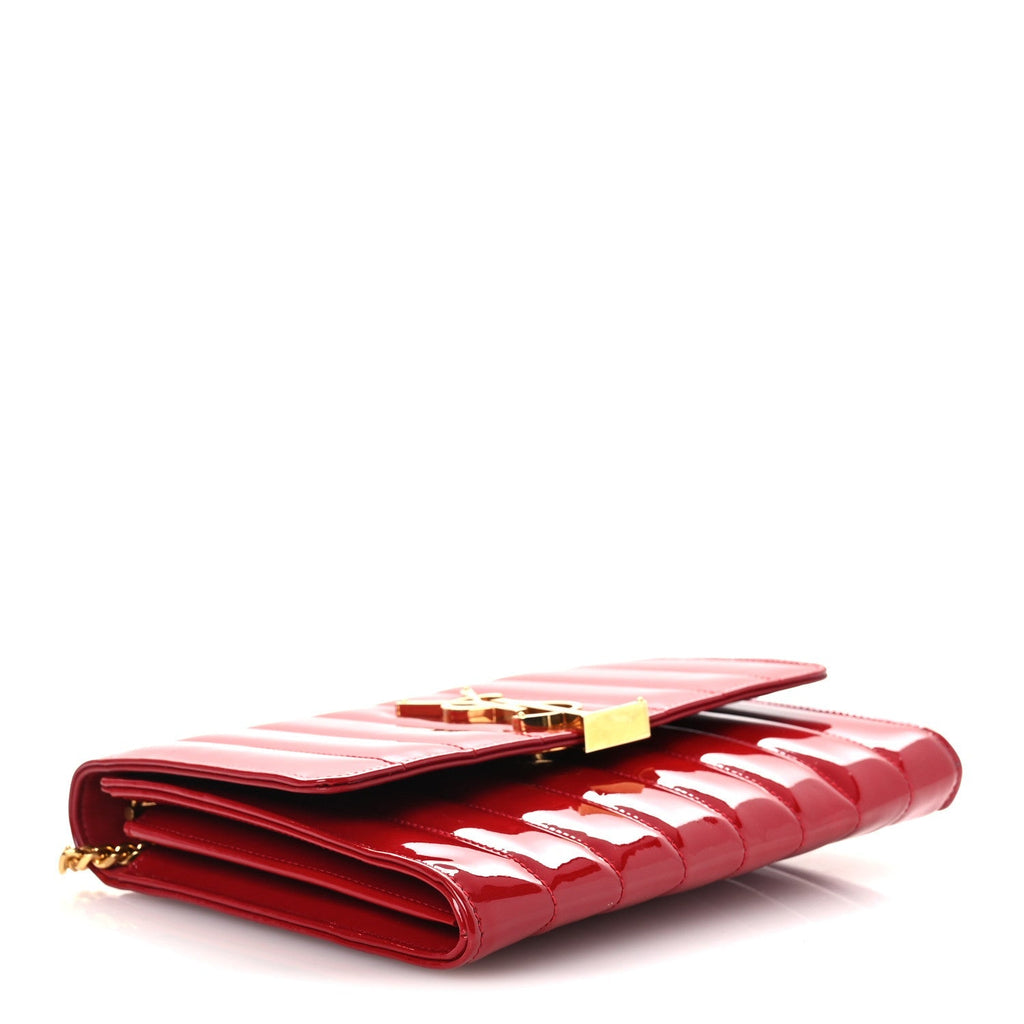 Patent Calfskin Matelasse Vicky Chain Wallet Rouge Eros