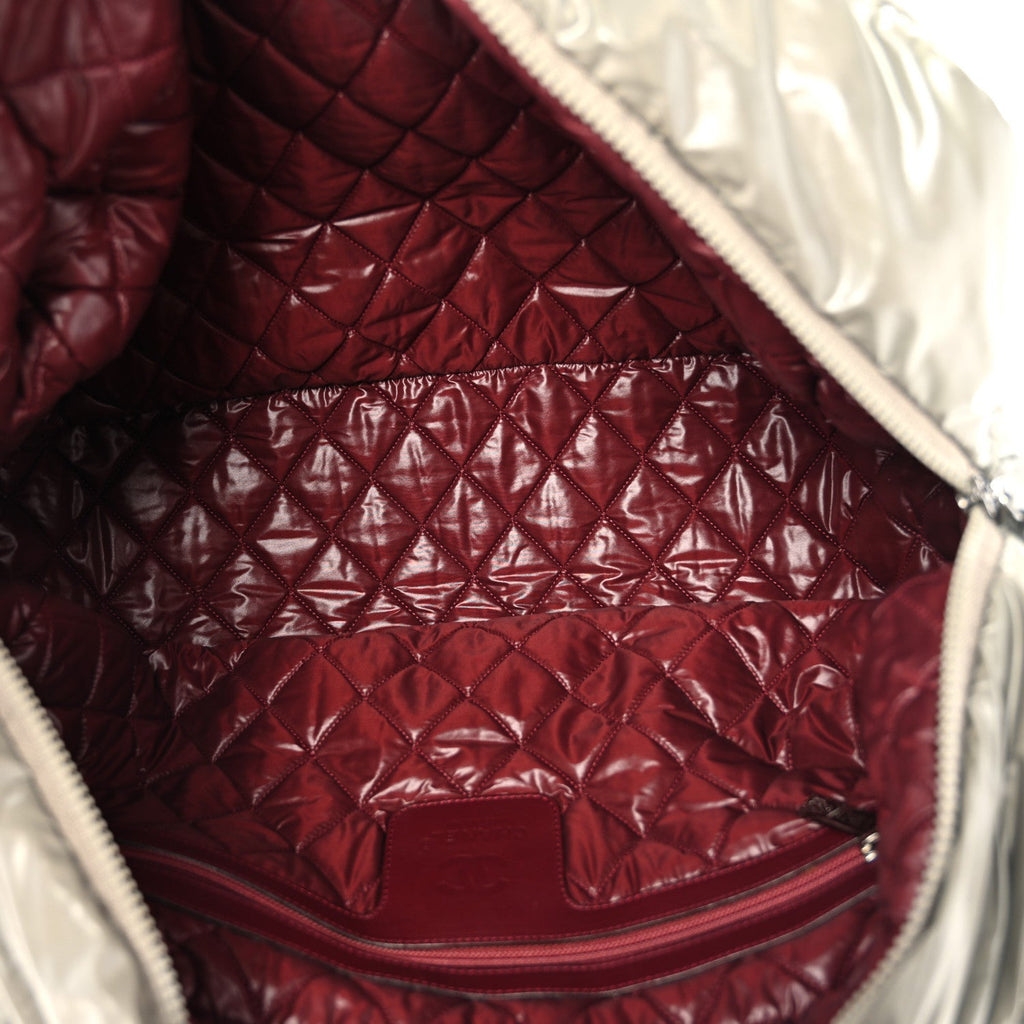 Nylon Quilted Coco Cocoon Reversible Tote Grey