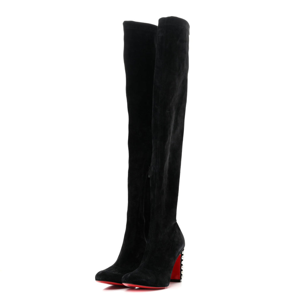 Veau Velours Spiked Study Stretch 85 Over The Knee Boots 35.5 Black