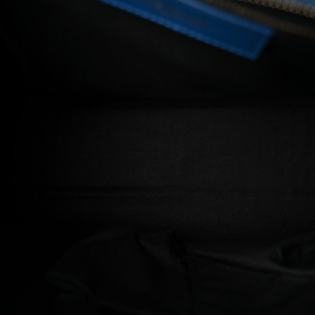 Calfskin Crocodile Embossed Classic Silver Hardware City Bleu Marine