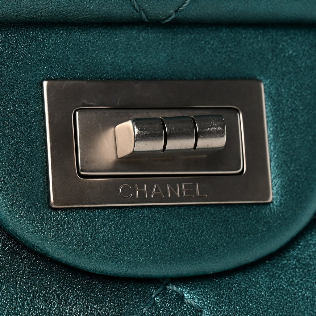 Metallic Calfskin Quilted 2.55 Reissue Flap 227 Turquoise