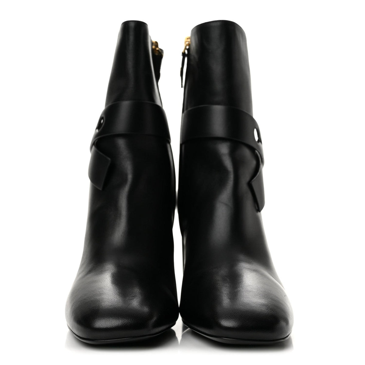 Calfskin Belted Silhouette Ankle Boots 39 Black