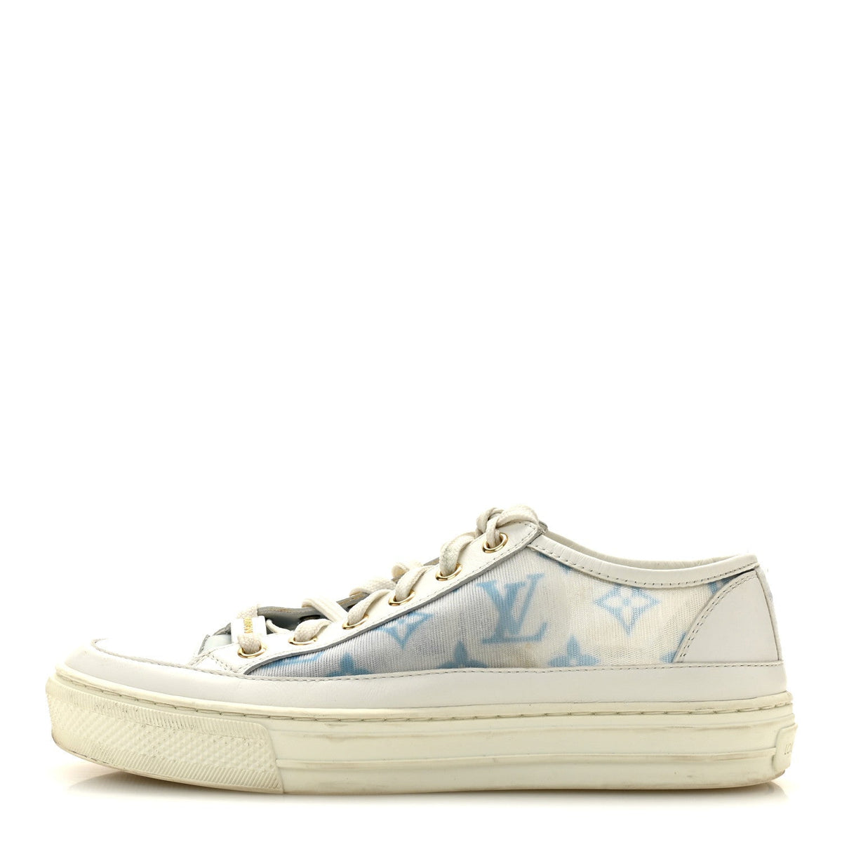 Technical Fabric Calfskin Monogram Stellar Sneakers 35  Blue