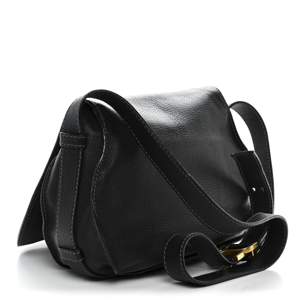Calfskin Medium Marcie Round Crossbody Bag Black