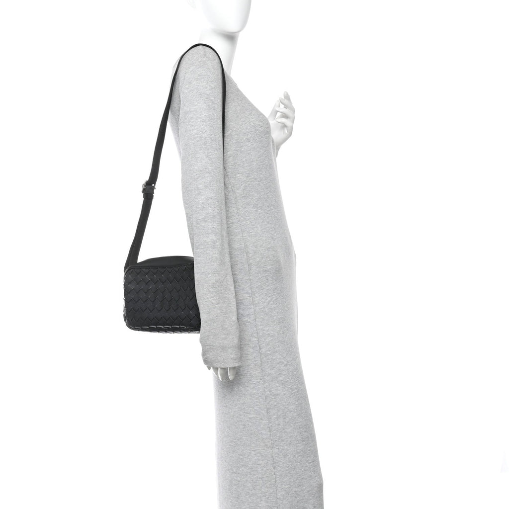 Nappa Intrecciato Small Classic Camera Bag Black