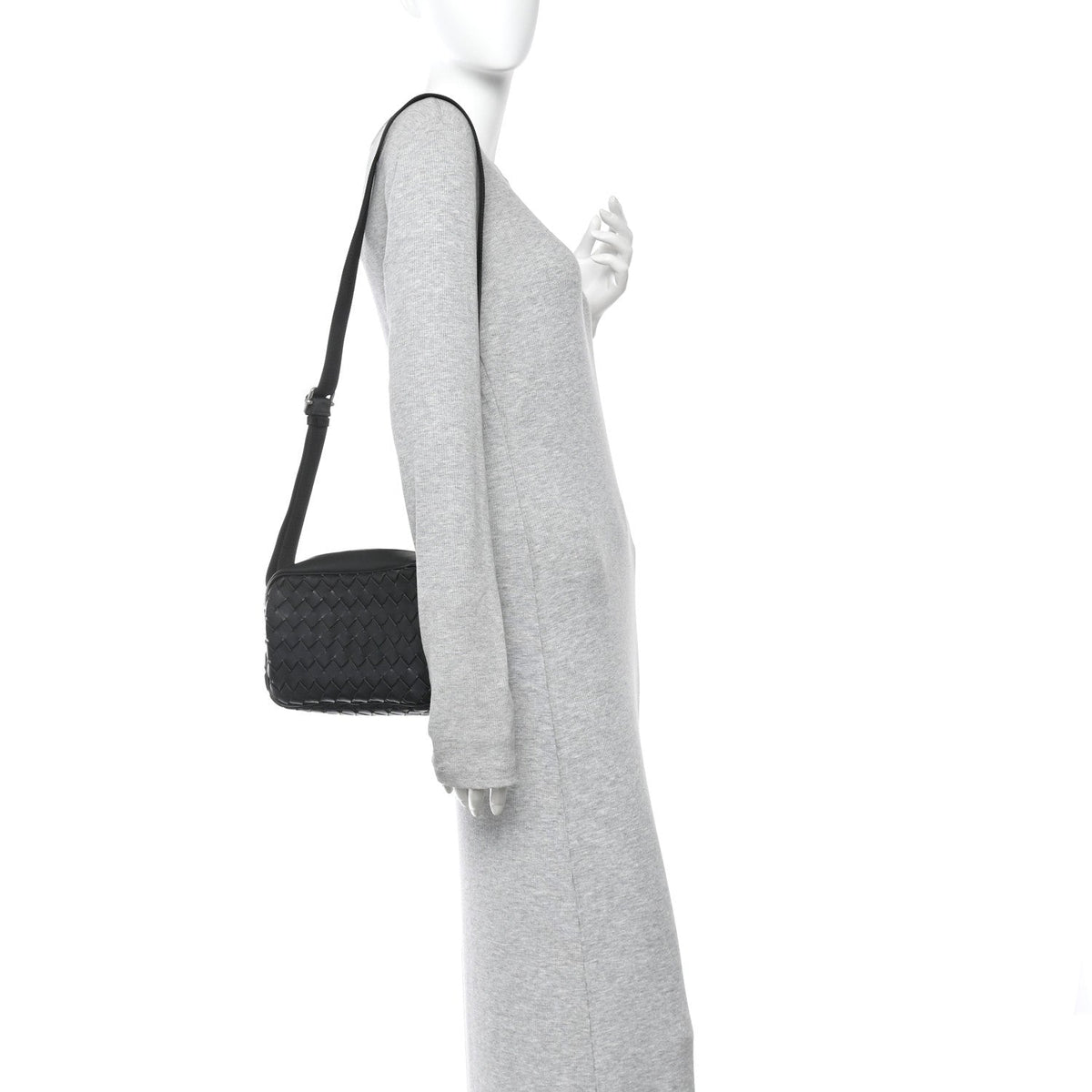 Nappa Intrecciato Small Classic Camera Bag Black