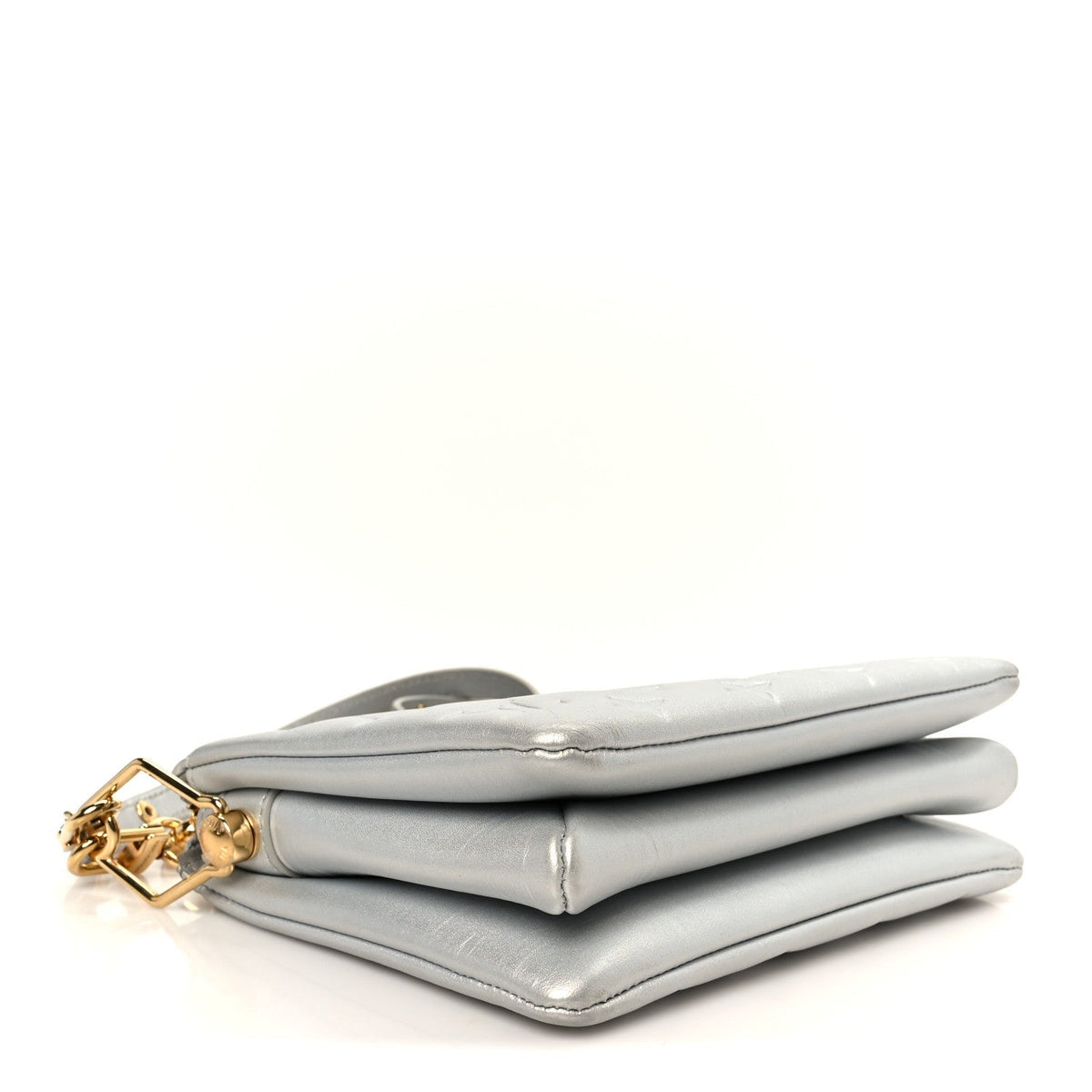 Metallic Lambskin Embossed Monogram Coussin BB Silver