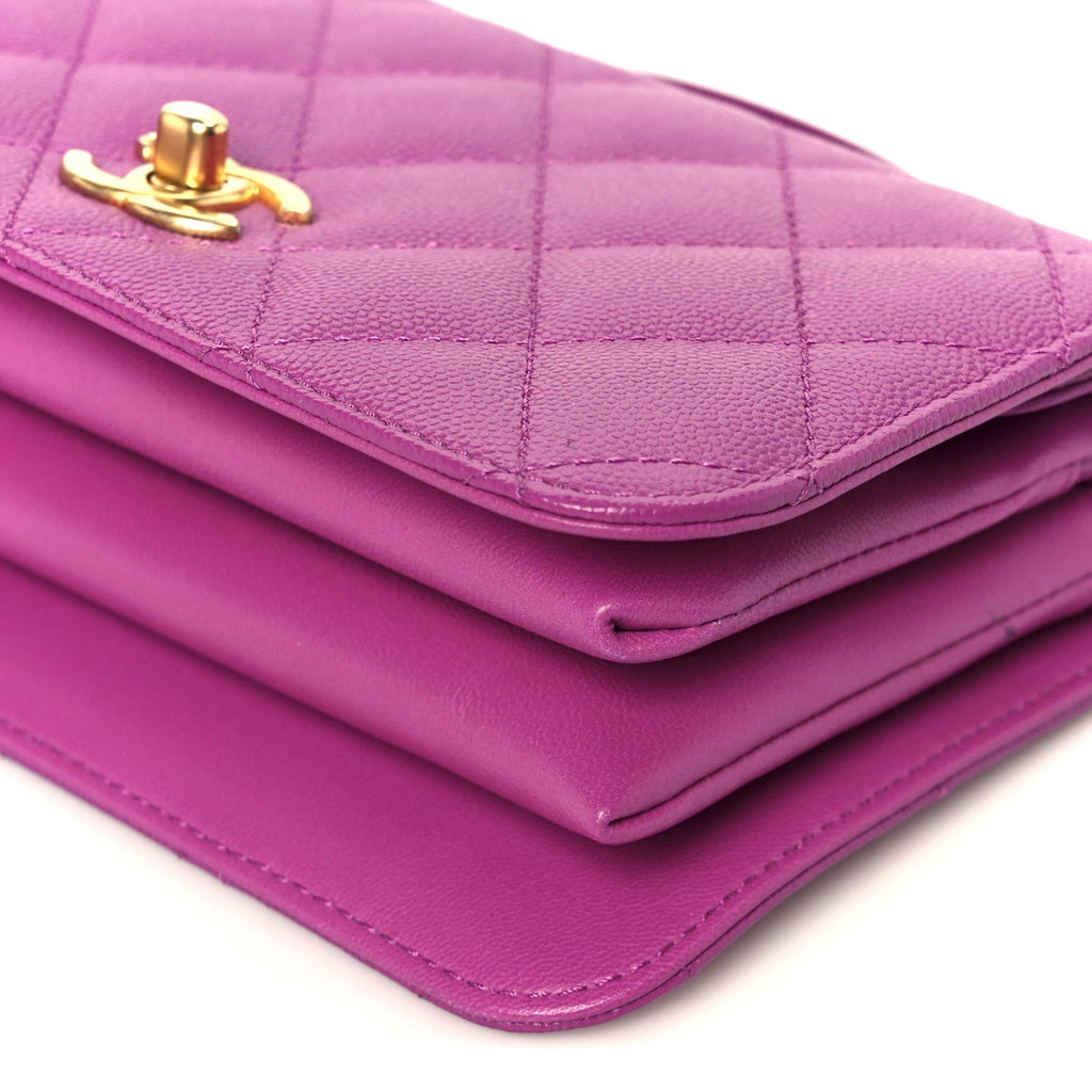 Caviar Quilted Mini Top Handle Flap Dark Pink