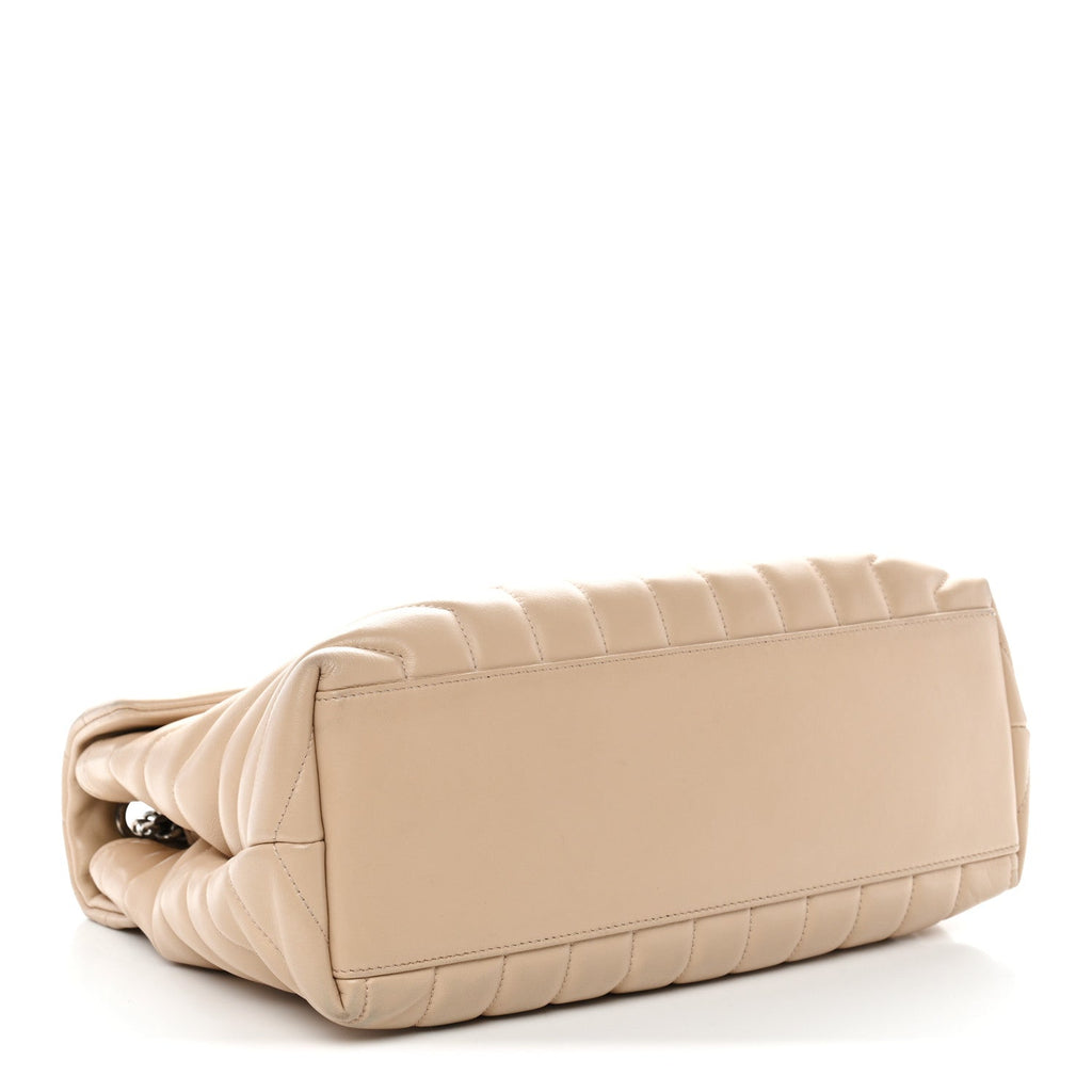 Calfskin Y Quilted Monogram Medium Loulou Chain Satchel Nude Powder