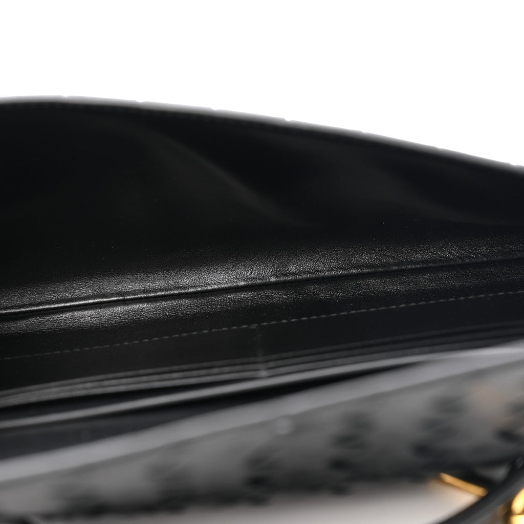 Nappa Intrecciato Long Andiamo Top Handle Clutch Black