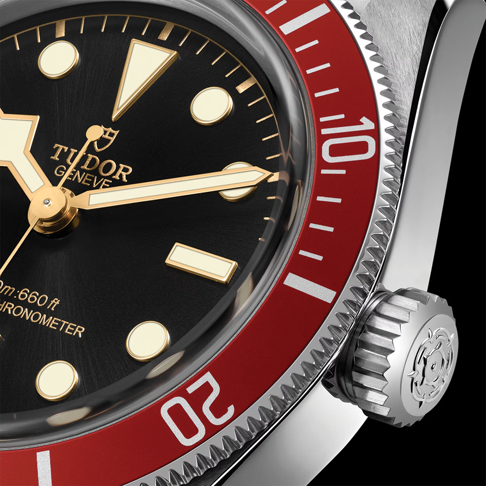 Black Bay 41mm - Black, Burgundy Bezel on Rubber Strap