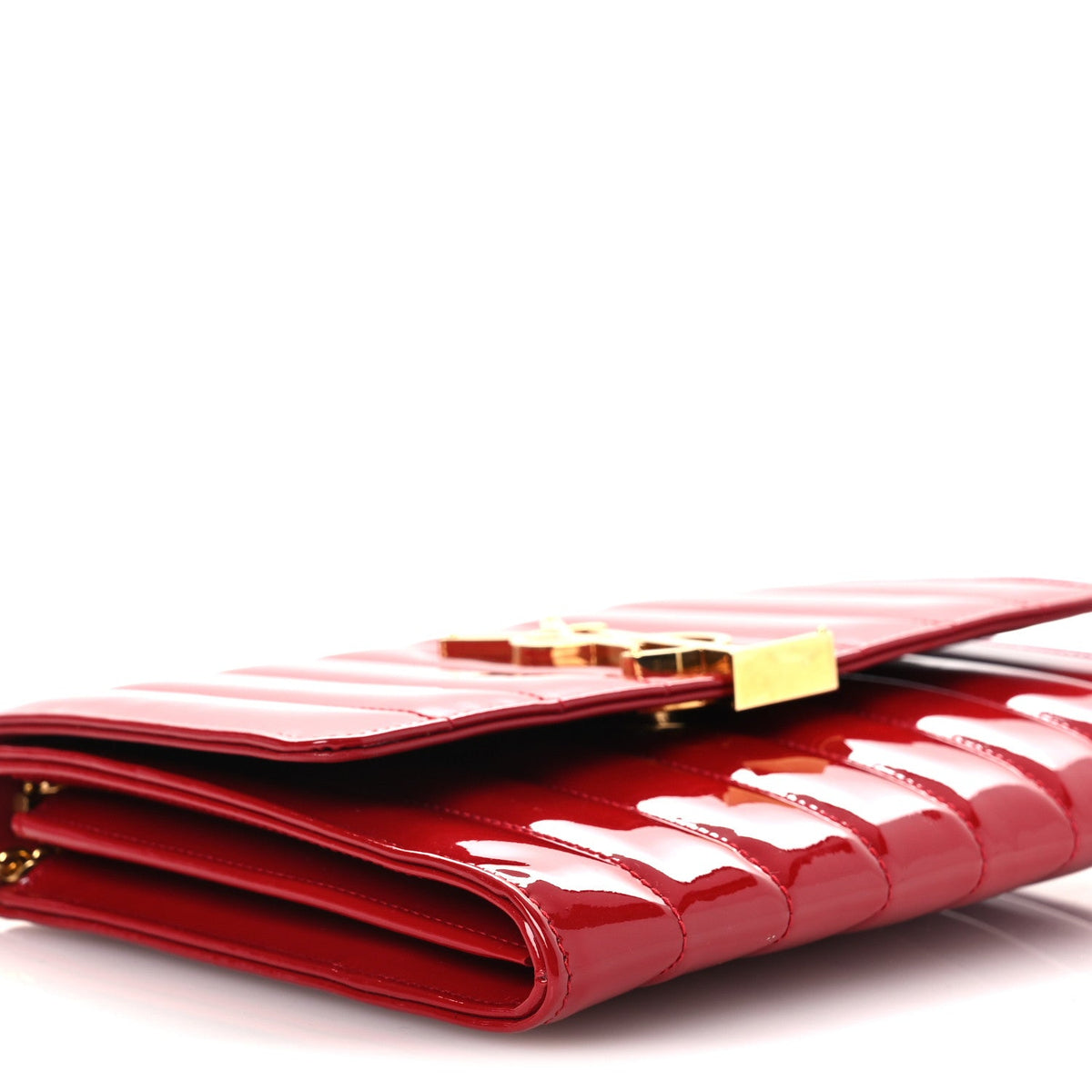 Patent Calfskin Matelasse Vicky Chain Wallet Rouge Eros