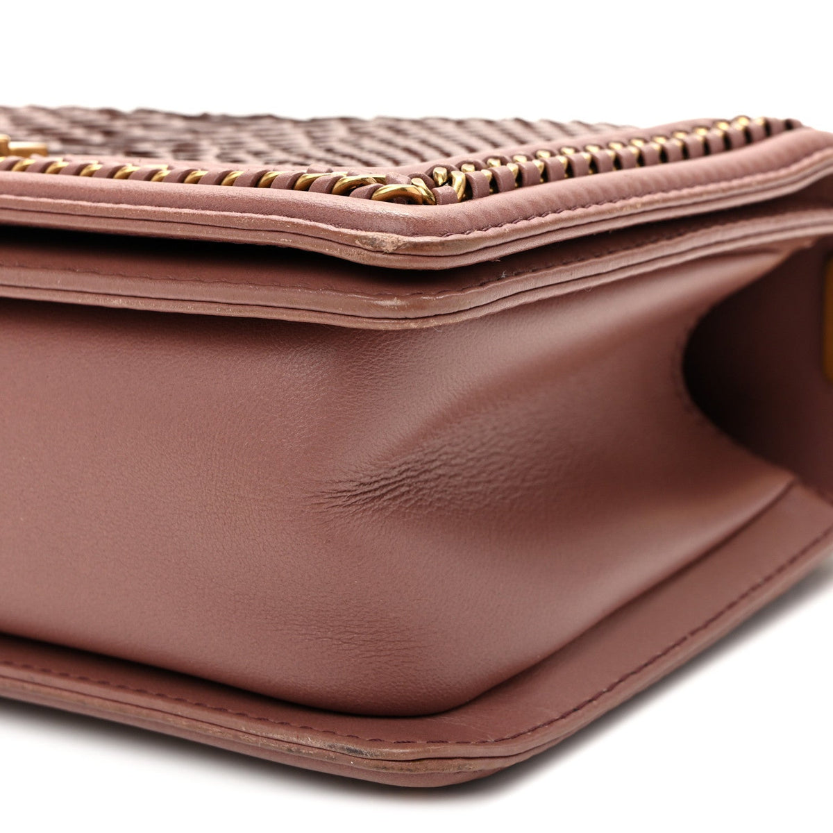 Snakeskin Calfskin Medium Chain Around Top Handle Boy Flap Mauve