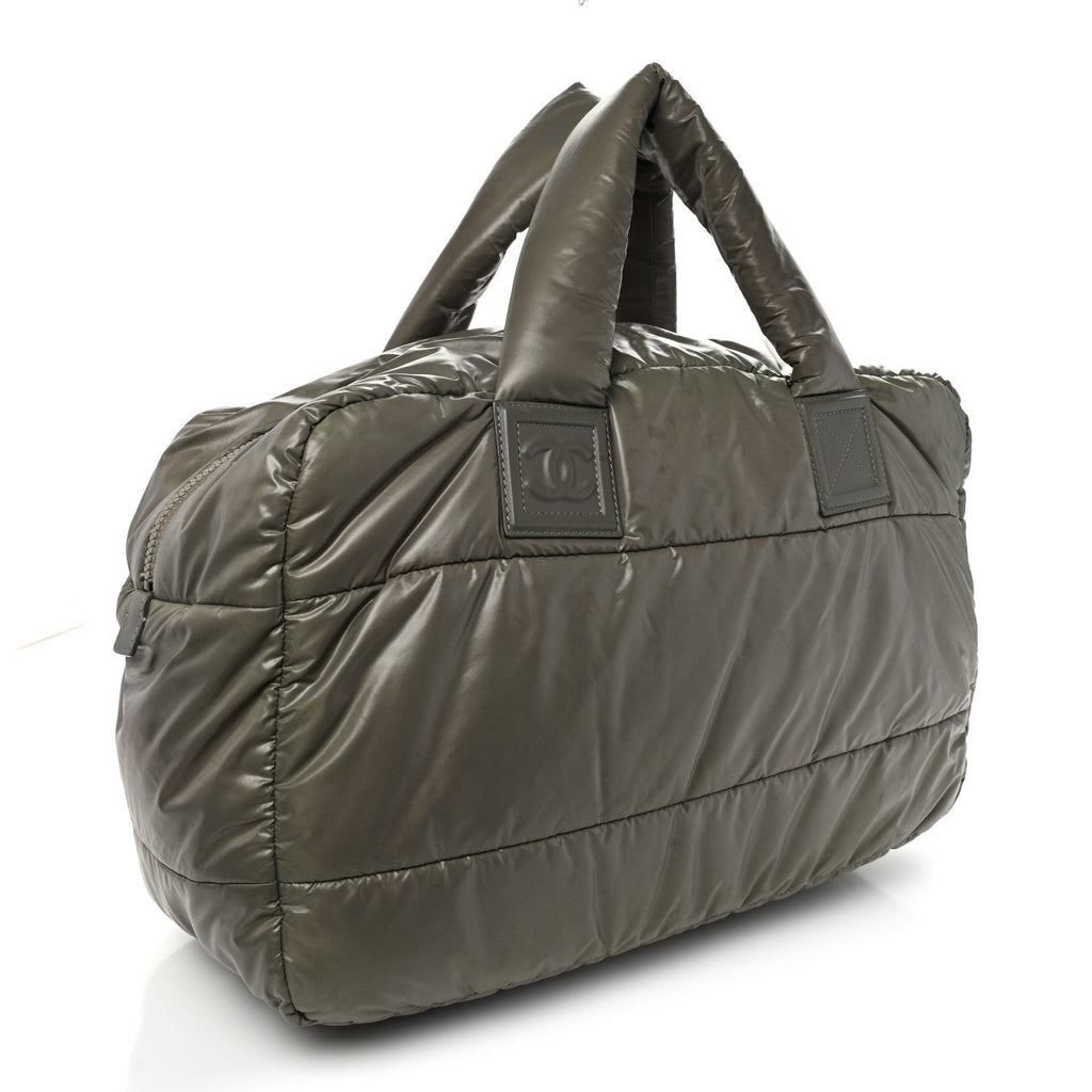 Nylon Quilted Coco Cocoon Reversible Tote Grey