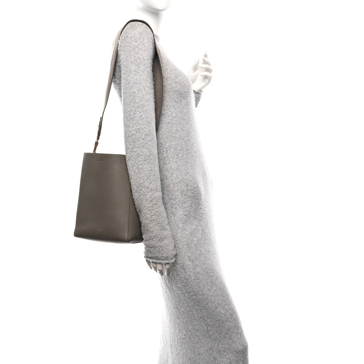 Soft Grained Calfskin Small Sangle Bucket Bag Taupe