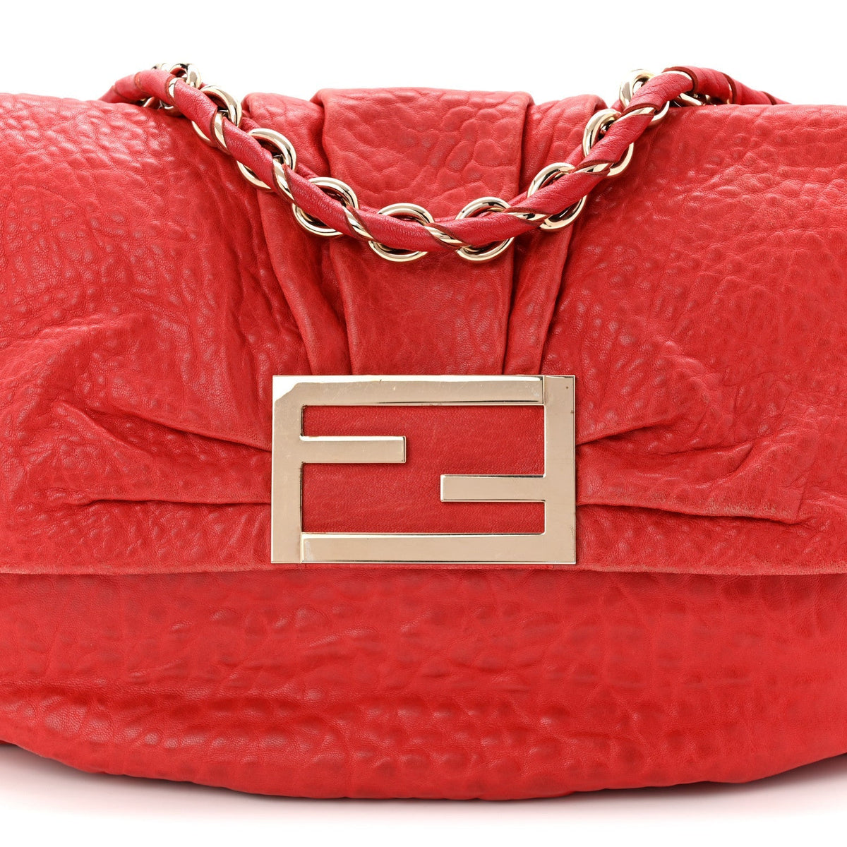 Crinkled Lambskin Mia Shoulder Flap Red