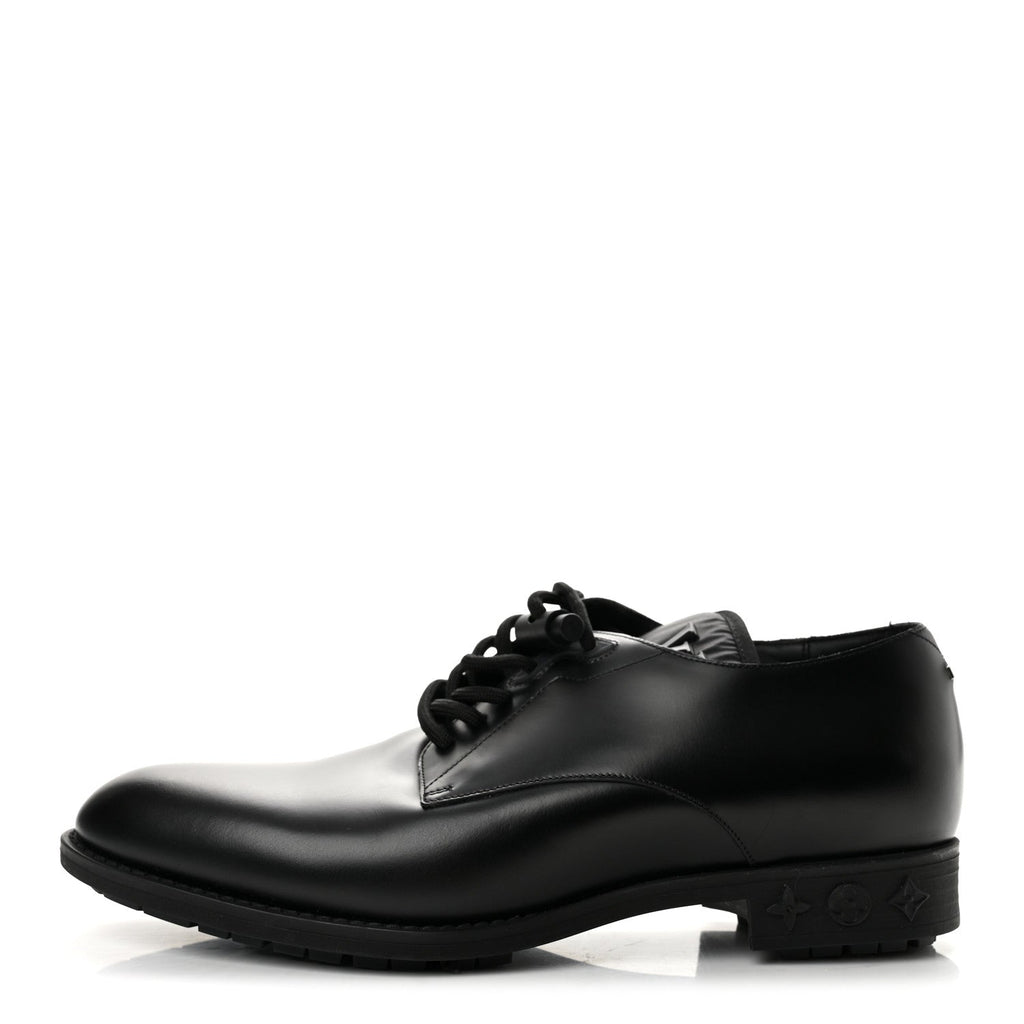 Calfskin Mens Formal Derby Shoes 6 Black