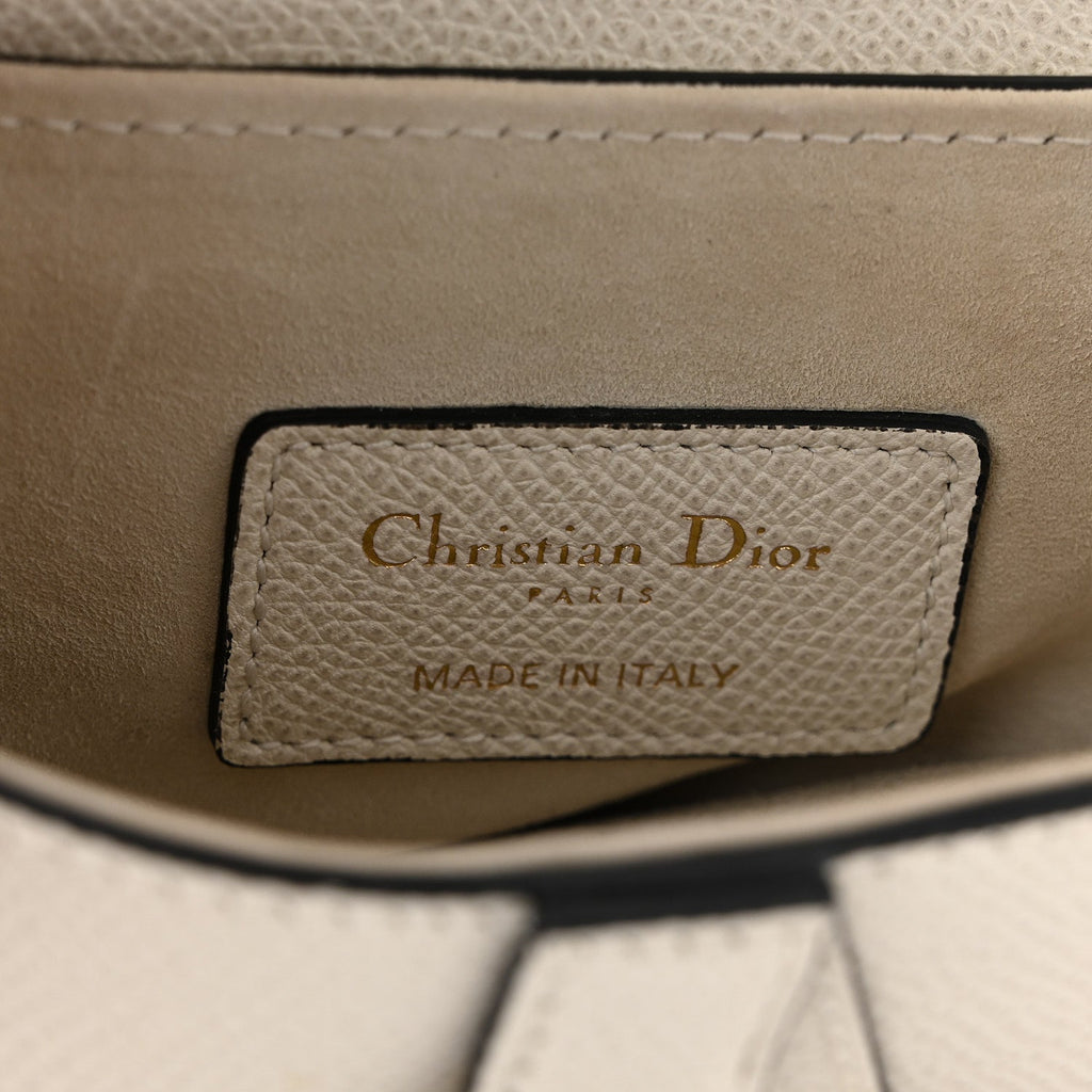 Grained Calfskin Mini Saddle Bag White
